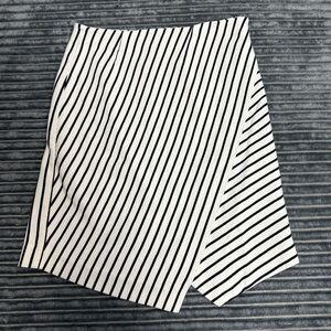 LOFT Asymmetrical Black and White Striped Skirt